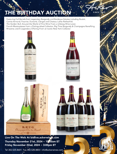 catalog cover for the birthday auction of fine and rare wine